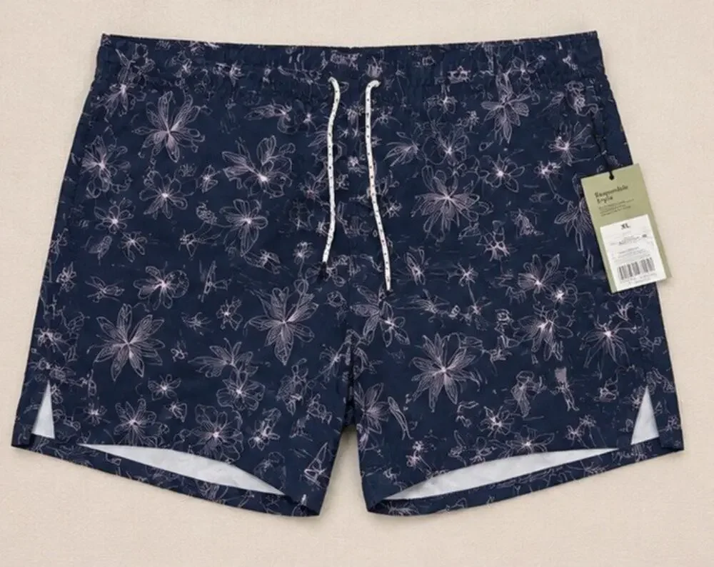 Goodfellow & Co Men’s Navy Floral/tropical 7” Inseam Swim Trunks Size XL New